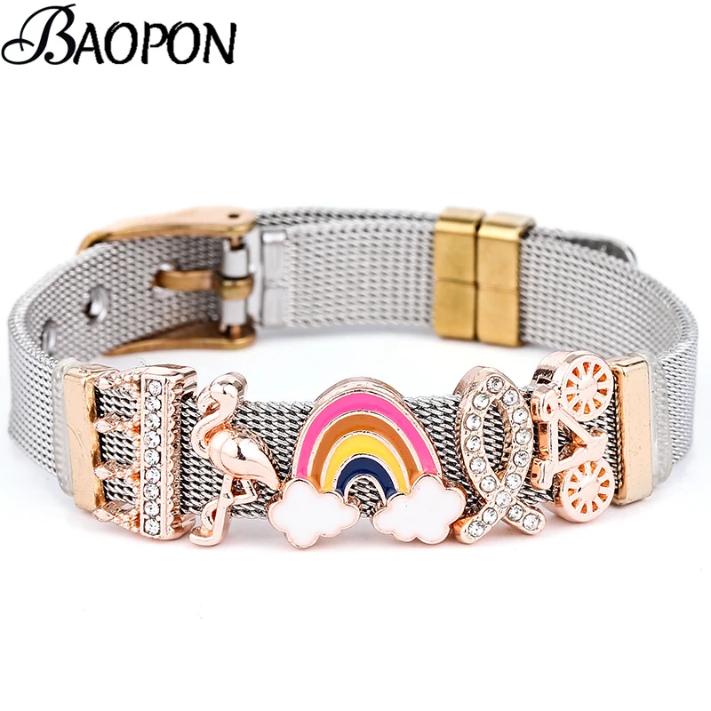 Браслет талисман BAOPON из нержавеющей стали для мужчин и женщин изящный сетчатый с