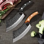Кованые кухонные ножи, многофункциональный уличный охотничий нож из нержавеющей стали, для мяса, рыбы, овощей, нарезки, мясника с футляром