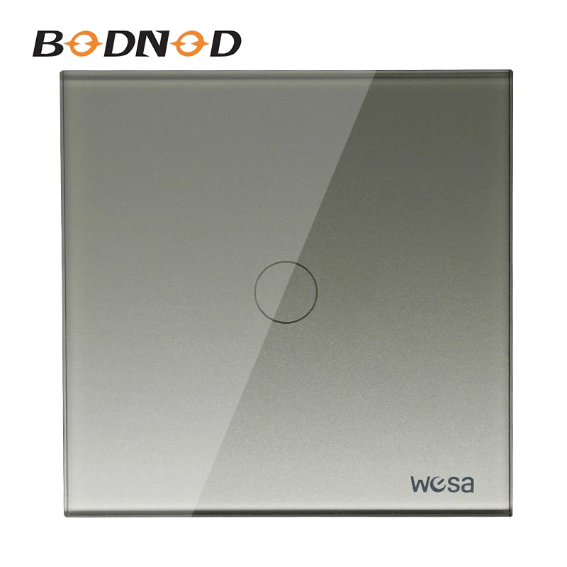 Настенный сенсорный выключатель из закаленного стекла серого цвета 1 Gang Way