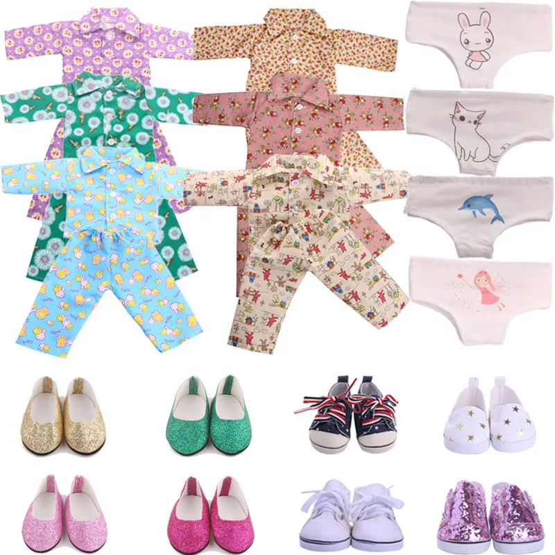 Цветочный пижамный комплект подходит для 18 дюймовых американских кукол и 43 см