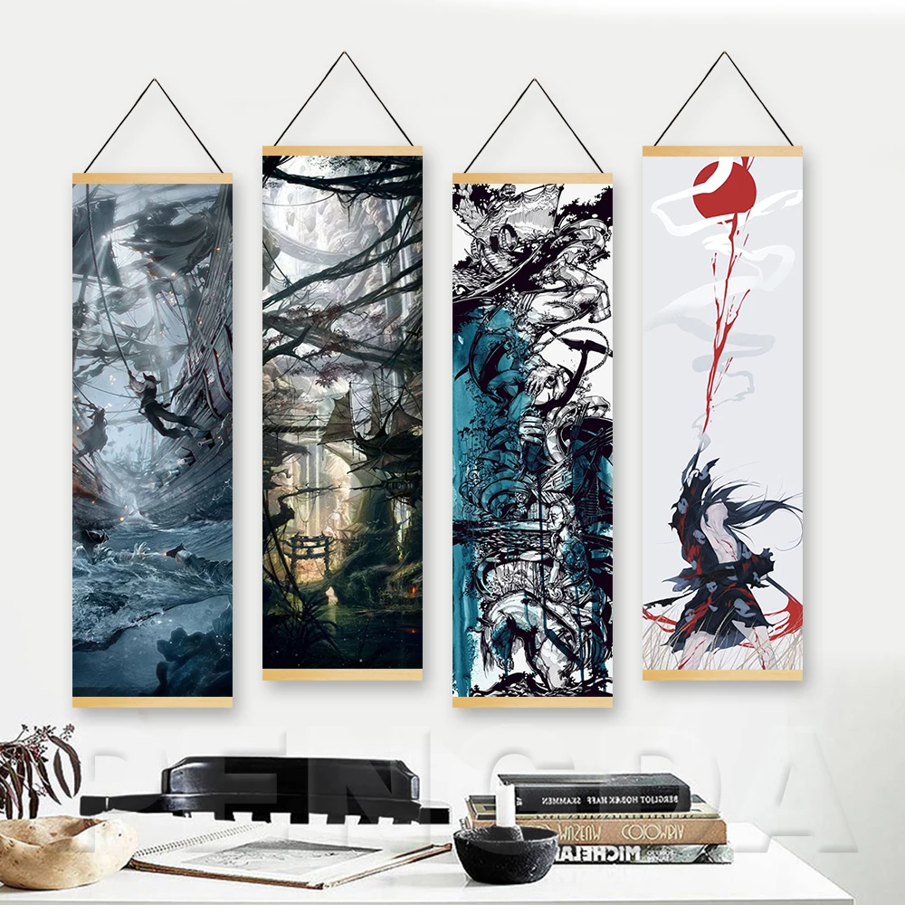 

Hanging Painting Poster Nordic Home Decoration Japanese Movie Canvas Hipster Wall Art Printed Modern Classic Scroll Living Room