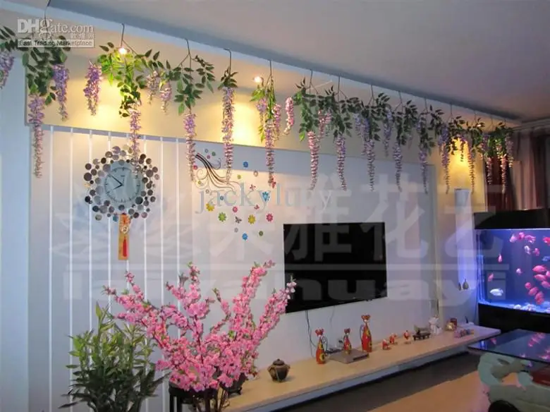 

Artificial Silk Simulation Flowers Beautiful Wisteria Flowers Vine Birthday Christmas Ornaments For Party Wedding Decoration