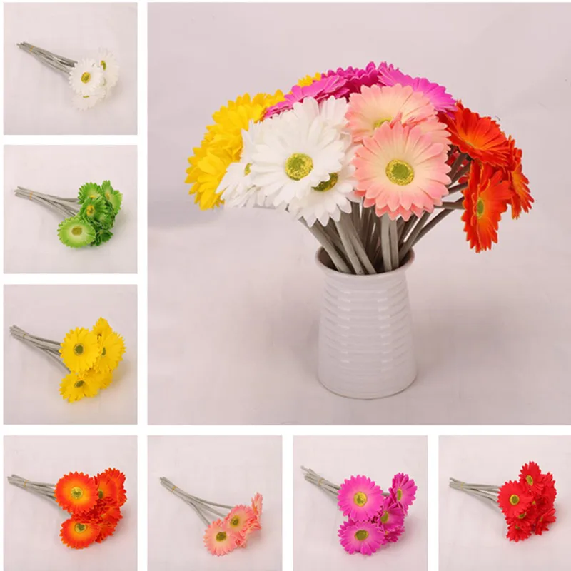 7 шт. поддельные короткие стволы Gerbera длина 11 дюймов искусственная Ромашка для
