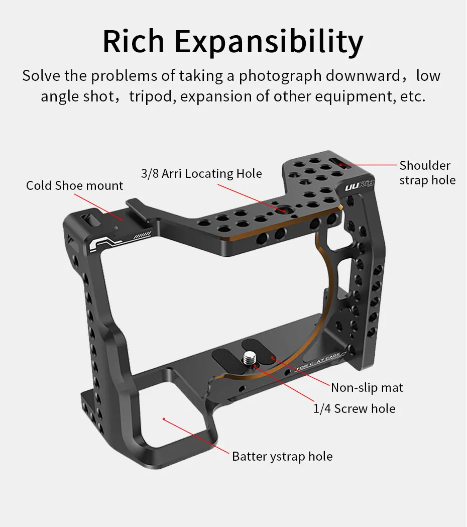 UURig C A73 Камера клетка для Sony A7III Стандартный Arca Стиль Quick Release Plate с верхней ручкой