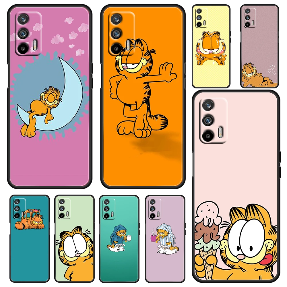 

Cartoon Lazy Cat Cute For OPPO Realme GT Explorer Master Neo Flash Edition C21 C20 C15 C11 C3 Soft Black Phone Case