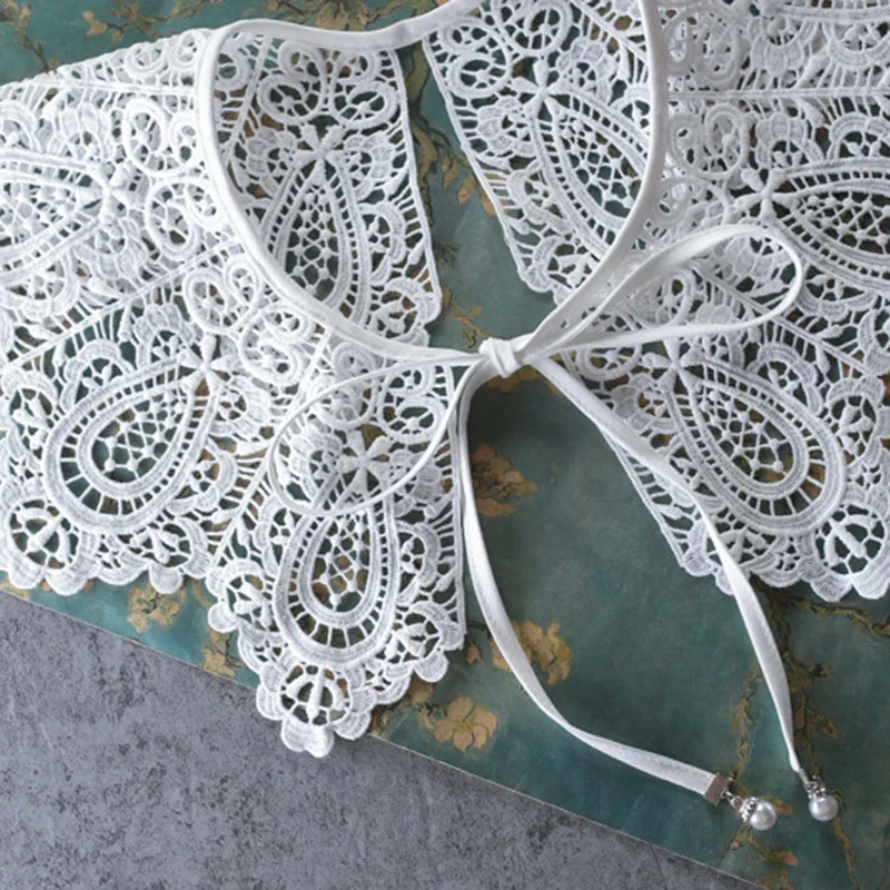 

Hollow Hook Flower Palace Lace Embroidery Cotton Folding Stand Collar Detachable Fake Collar Stand Collar Shirt