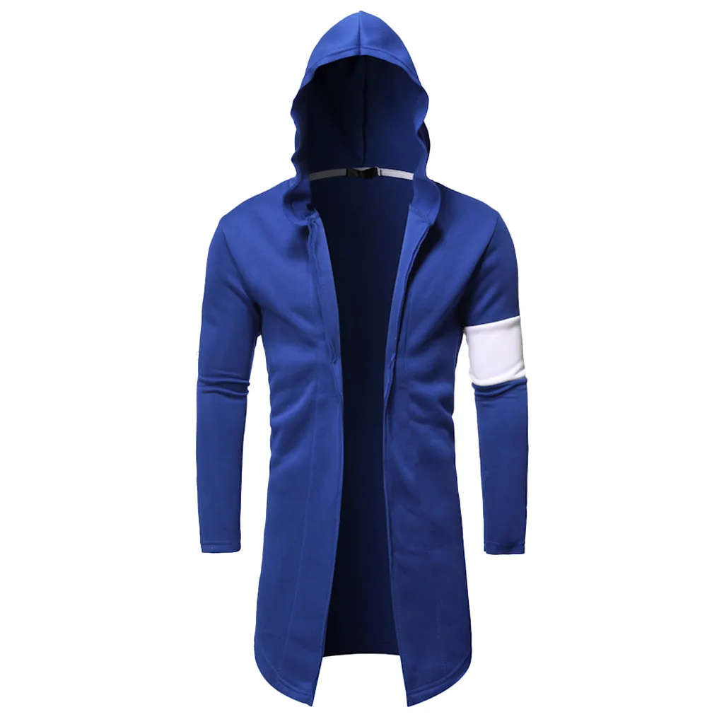 Мужской длинный кардиган с отложным воротником винтажный свободный однотонный