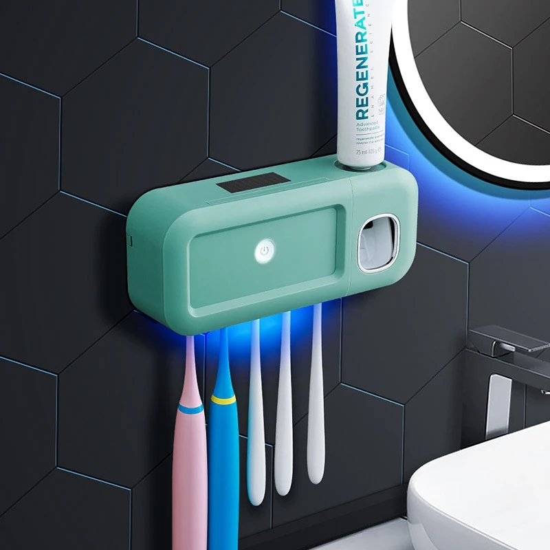 

Toothbrush Holder UV Intelligent Wall Mounted Bathroom Toothbrush Disinfector Automatic Squeezing Toothpaste