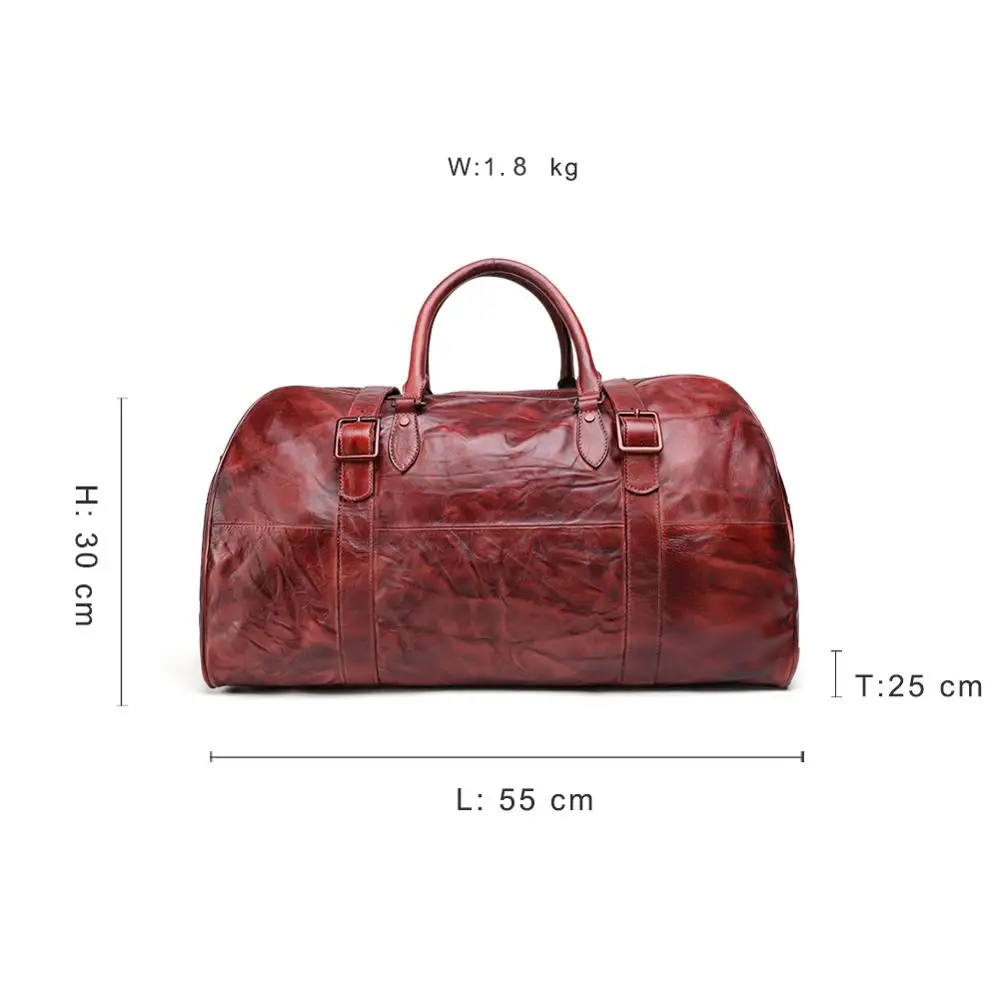 Сумка спортивная JOGUJOS мужская из натуральной кожи саквояж на плечо в винтажном