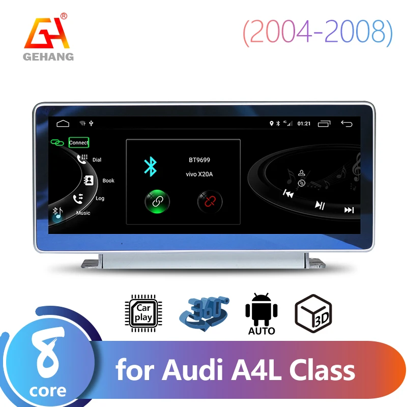 

Автомобильный плеер GEHANG, Android 10,0, 10,25 дюйма, 4 + 64 ГБ, антибликовый GPS, 2 din, автомагнитола с сенсорным экраном для Audi A4L 2004-2008, мультимедийный плее...