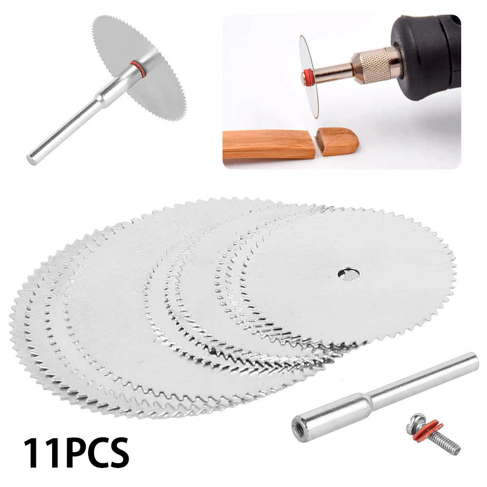 

11pcs Mini Circular Saw Blade Set Ultra Thin Adapter Cutting Disc Mandrel Trunk Accessories for Dremel Wood Steel 22mm 25mm 32mm