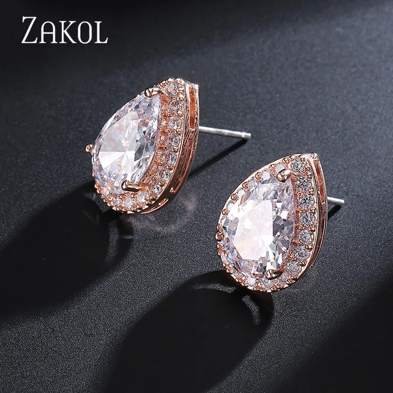 ZAKOL/элегантные серьги-капельки из кубического циркония высокого качества
