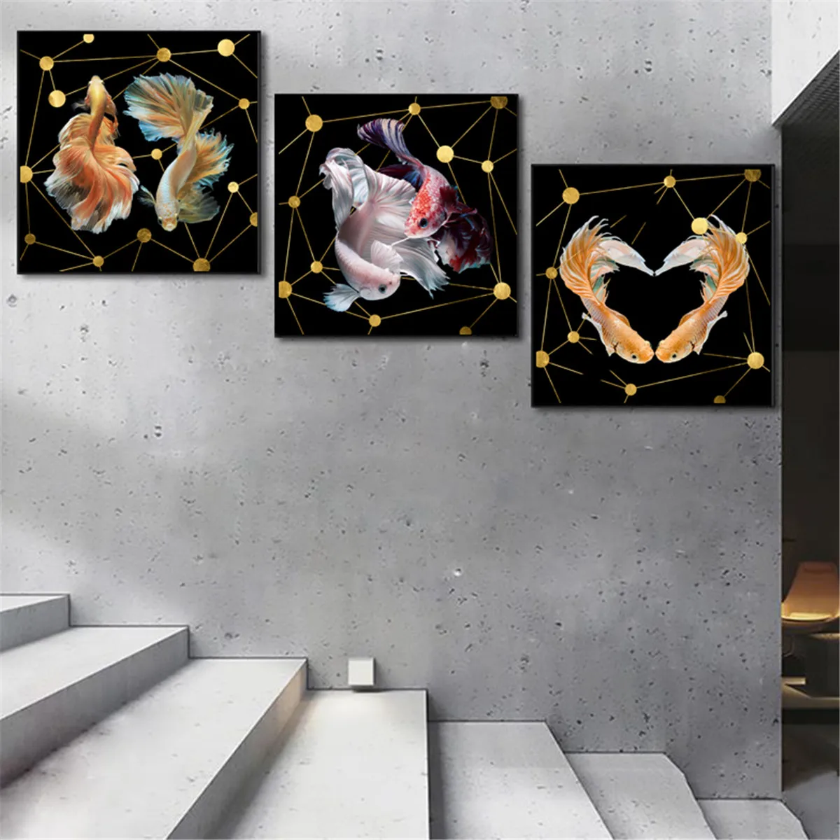 Картина для влюбленных рыба золотая рыбка кои плакат холст печать живопись