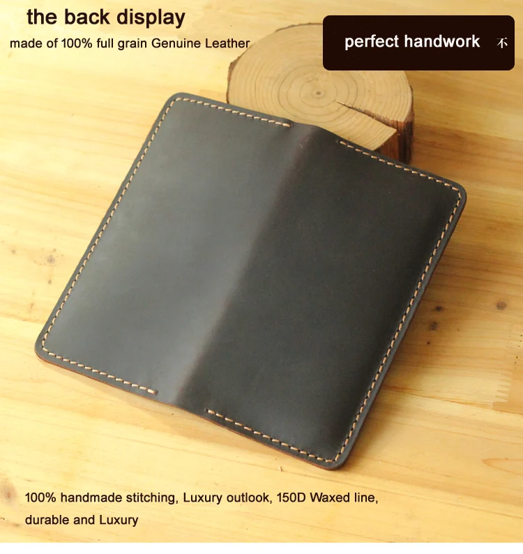Прочный Длинный кошелек ручной работы из натуральной кожи Crazy horse кожаный мужской