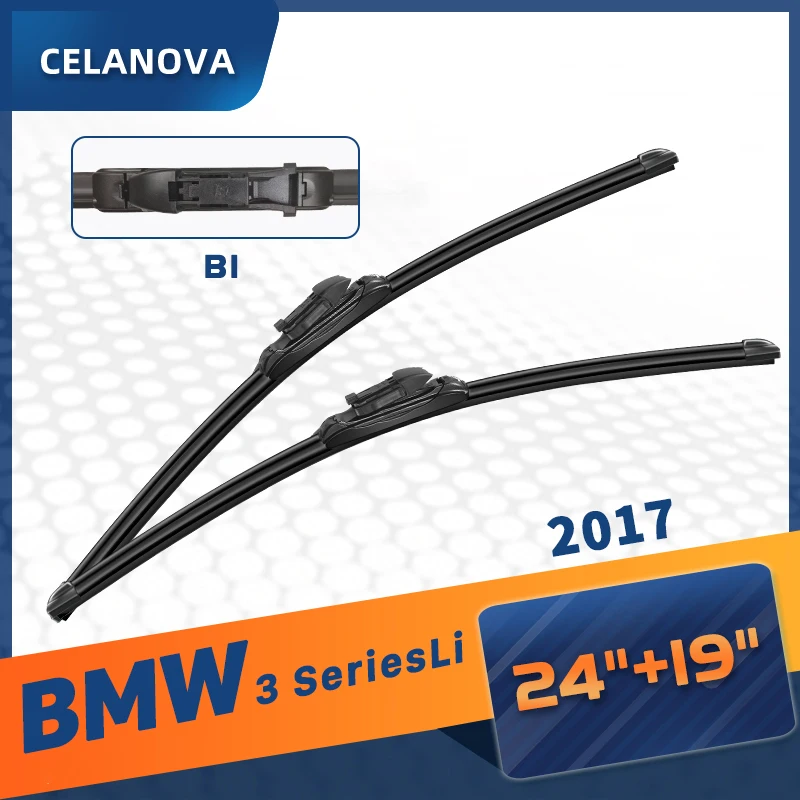 

CELANOVA Windshield Wiper Blade For BMW 3 Series Li 2017 24"+19" Frameless Windscreen Rubber Wipers