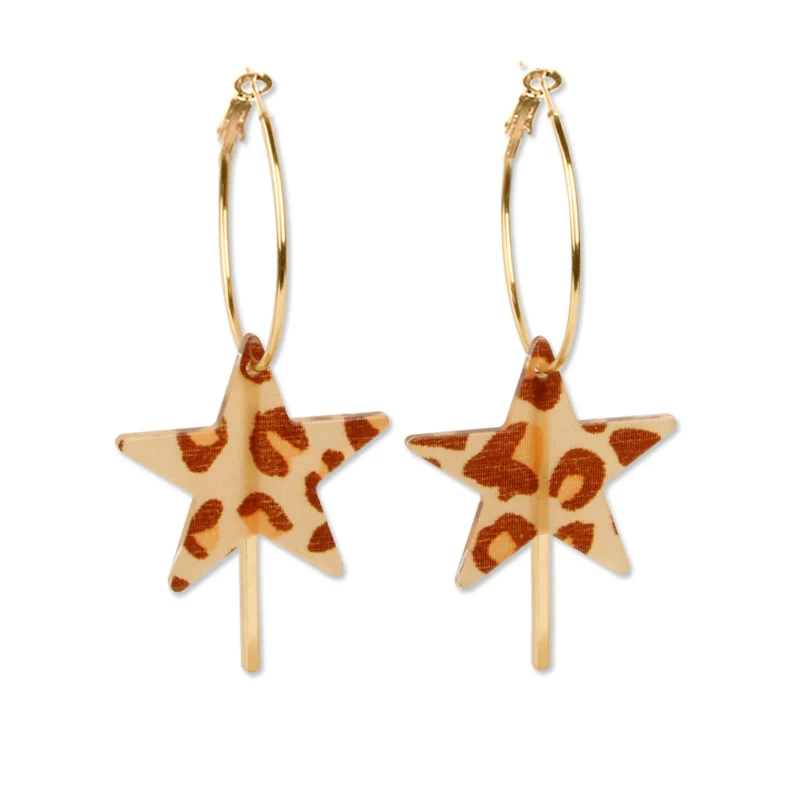 Женские круглые серьги-кольца золотистые металлические серьги с леопардовой