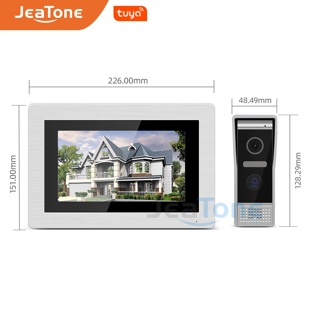 JeaTone Tuya Smart app WIFI IP 7 дюймов сенсорный экран видео домофон проводной дверной звонок Дверной динамик система