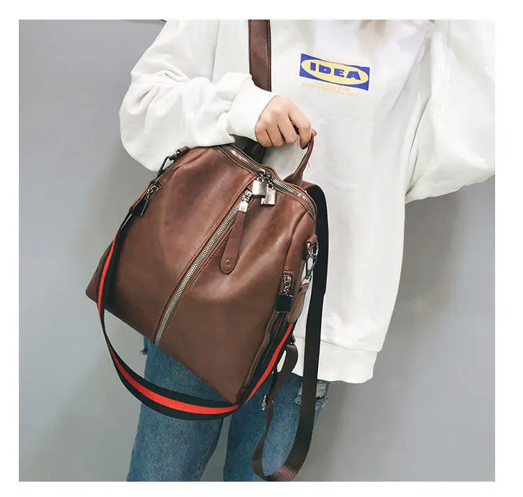 

PU Female Leather Backpacks Women Shoulder Backpack Large Capacity Teenage Girls School Bags Female Designer Business Backpacks