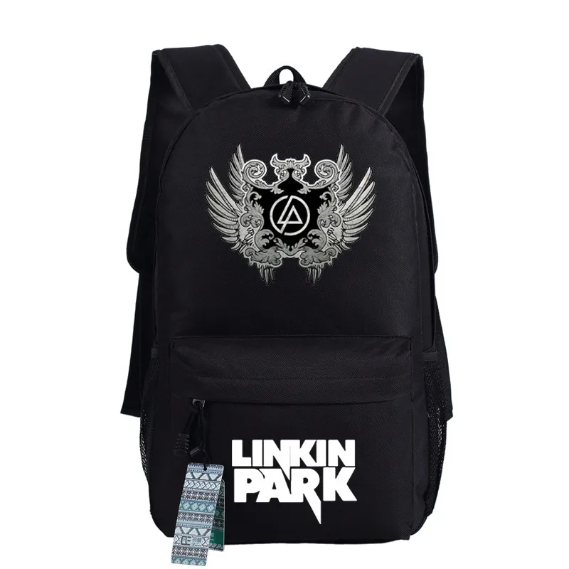 Linkin Park Холст Печати Рюкзак Сумка Унисекс Печать Моды Школьные Сумки Студенты Подростки Косплей Подарки Модный Путешествовать Спорт Уличный Кемпинг - Цвет: Style 1
