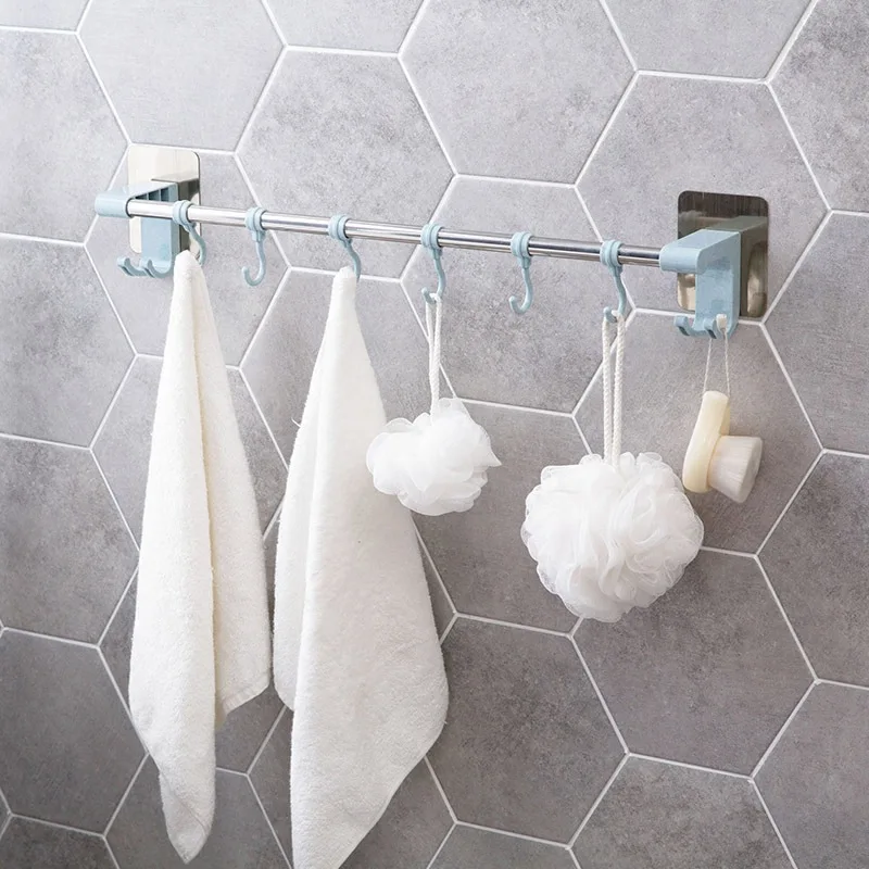 Новый модный настенный 6 крючков Полотенца Ванная комната Кухня держатель