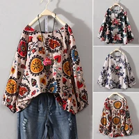 womens retro boho floral long sleeve tops blouses hippie casual baggy t shirts