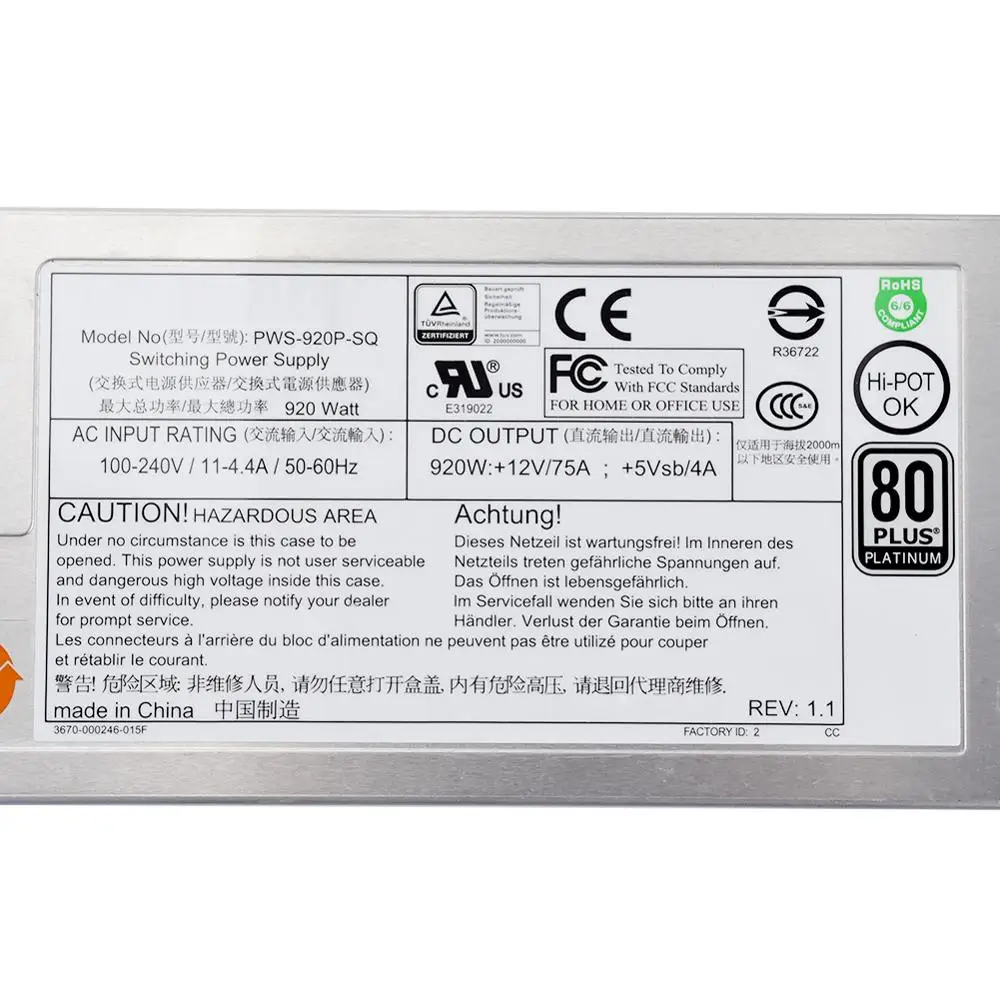 Для SUPERMICRO PWS 920P SQ 920 Вт сервера Резервное Питание модуль|Блоки питания для