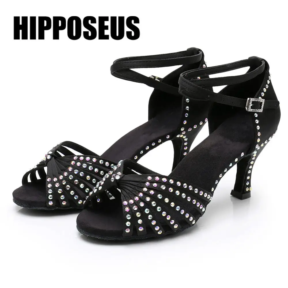 Hipposeus бальных танцев обувь Туфли для латинских плоской подошве женщин и девушек