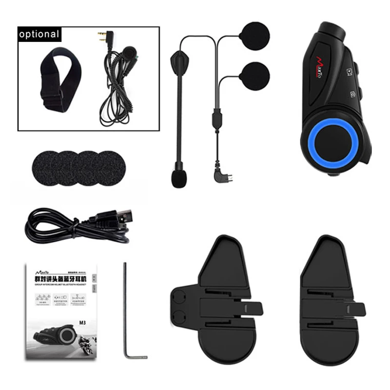 

2 Set Maxto M3 Waterproof Motorcycle Bluetooth WIFI Video Recorder 6 Riders Helmet Intercom Interphone & HD Sony 1080P Lens DVR