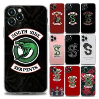 riverdale south side serpents snake clear phone case for iphone 11 12 13 pro max 7 8 se xr xs max 5 5s 6 6s plus soft silicon