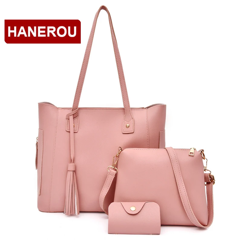 3 шт. модные женские сумки с кисточками сумка-тоут из искусственной кожи