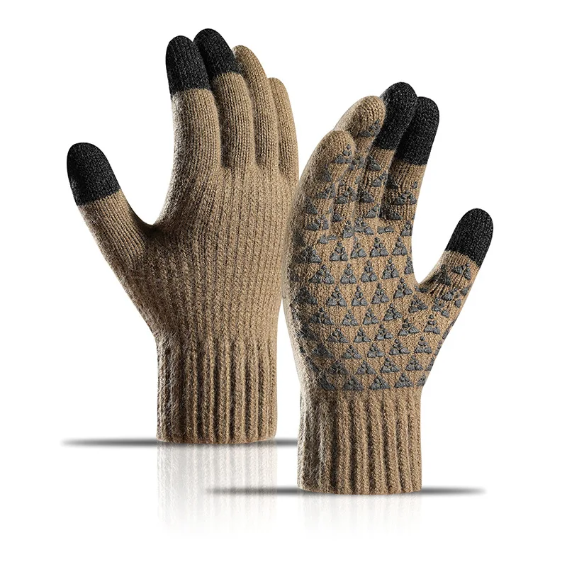 

Перчатки мужские для сенсорного экрана, вязаные шерстяные теплые варежки, уличные велосипедные Утепленные перчатки для активного отдыха н...