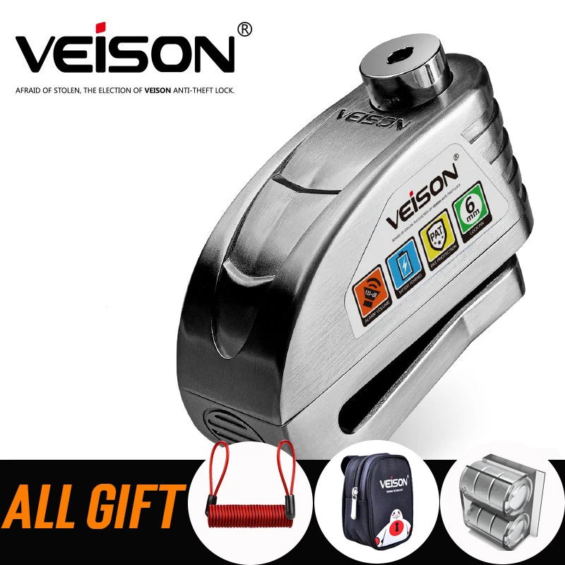 

VEISON Waterproof Motorcycle Alarm Motorcycle Lock Steel Disc Lock Security Anti Theft Bike Lock Para Moto Alarma Moto DX19