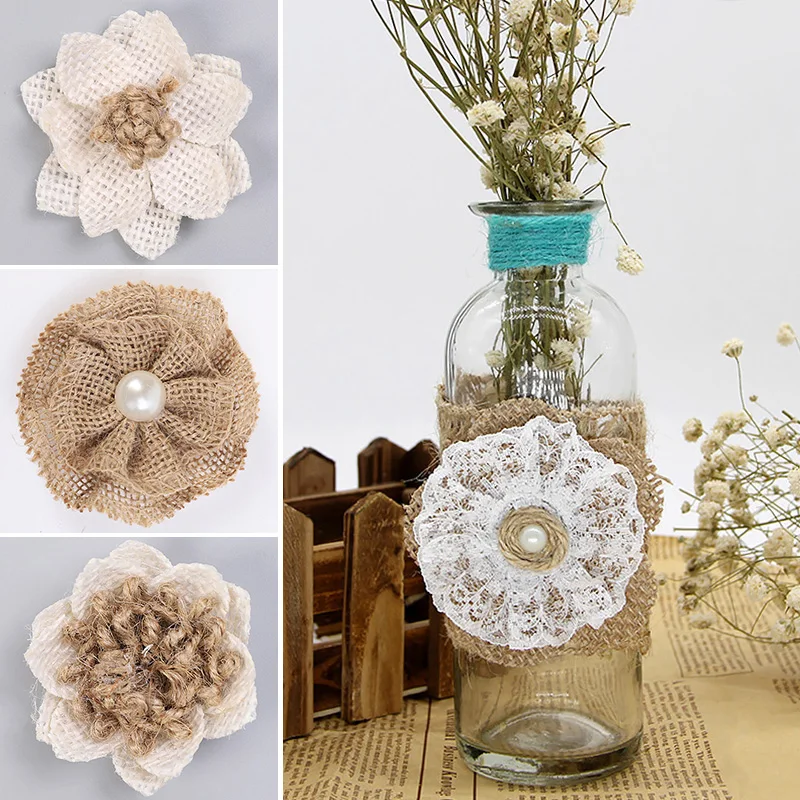 1 шт. искусственные джутовые розы ручной работы винтажные рустикальные свадебные