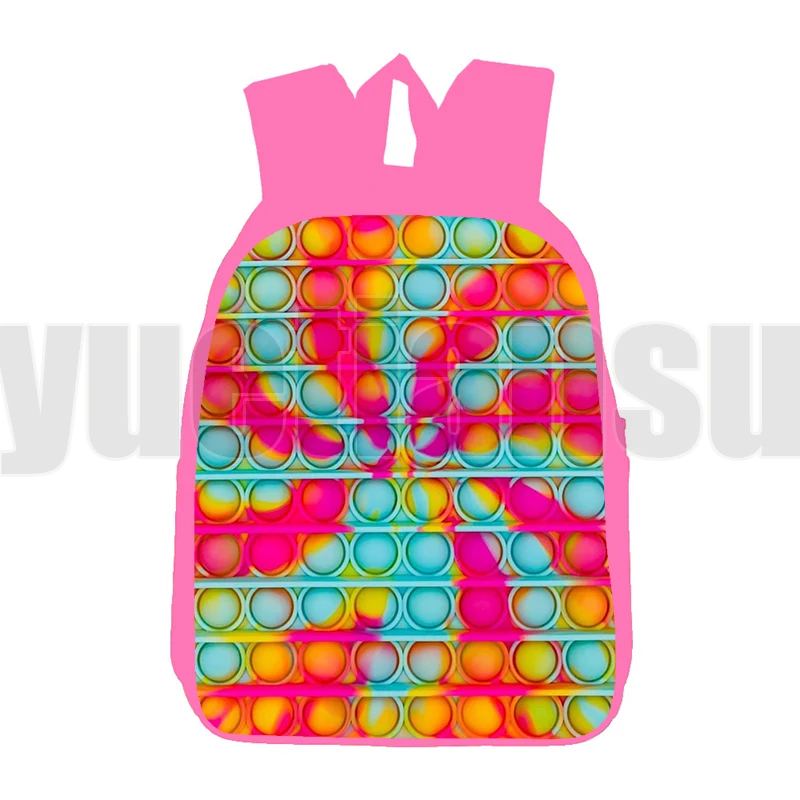 

12/16 Inch Rainbow Bubble Backpack Back To School 3D Family Games Pop Fidget Bag Cartoon Pink Anime Laptop Bookbag Children