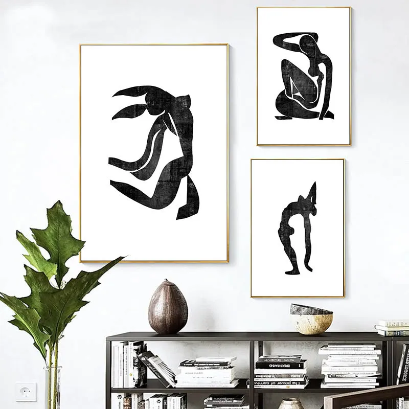 Абстрактная картина Matisse в скандинавском стиле черно белая простая