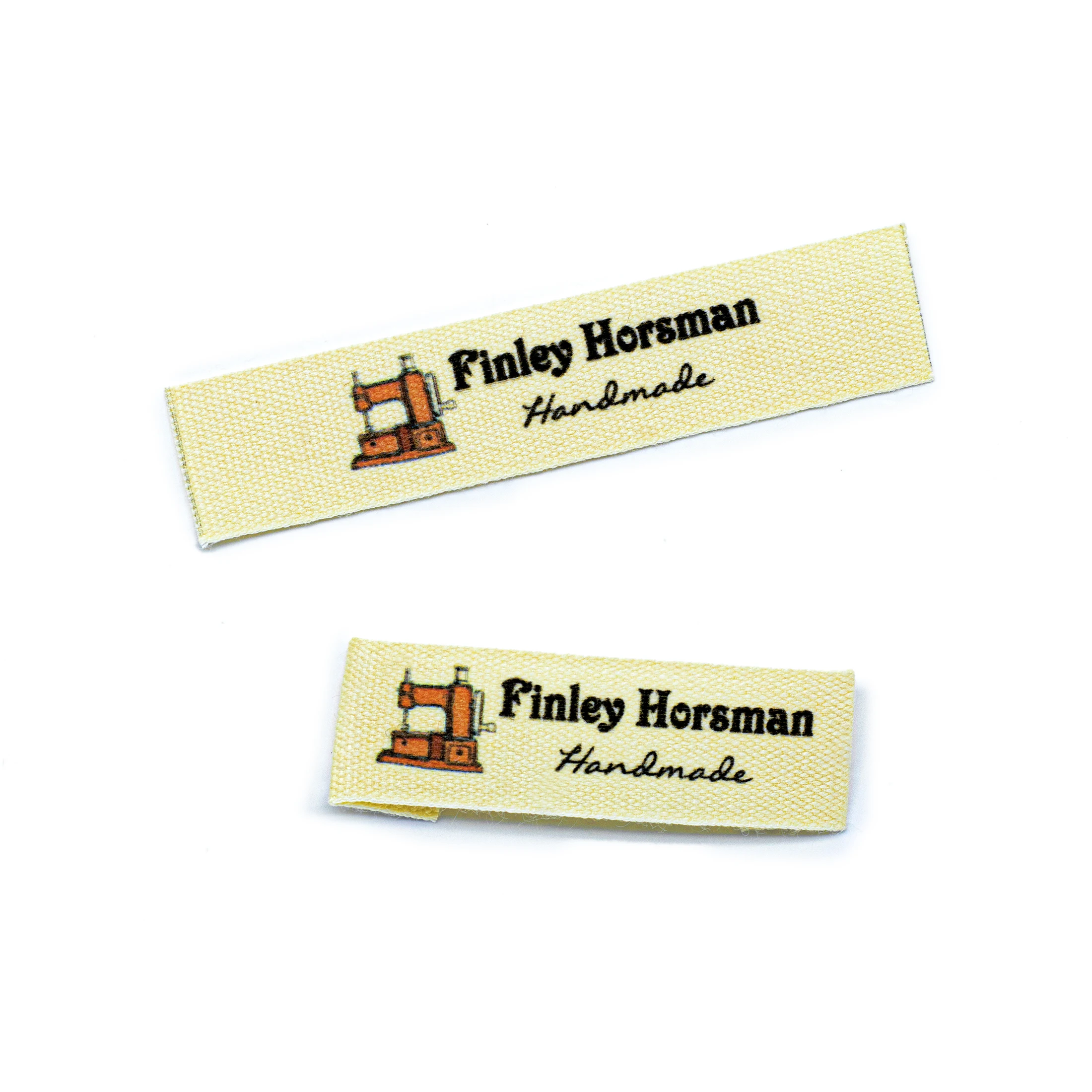 Пользовательская бежевая швейная этикетка складка пользовательские этикетки