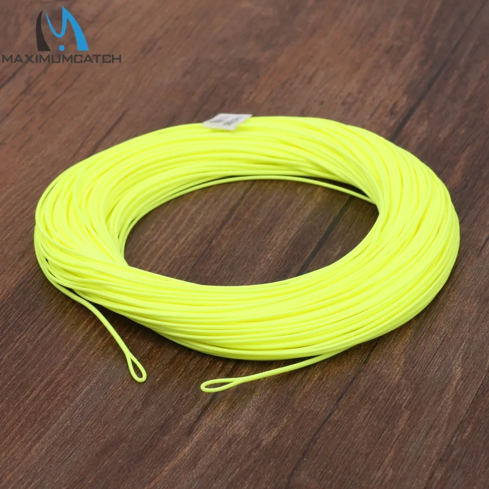 Yellow Maximumcatch 100FT 1/2/3/4/5/6/7/8WT Вес вперед плавающая нахлыстовая леска со сварными петлями - Цвет: Yellow