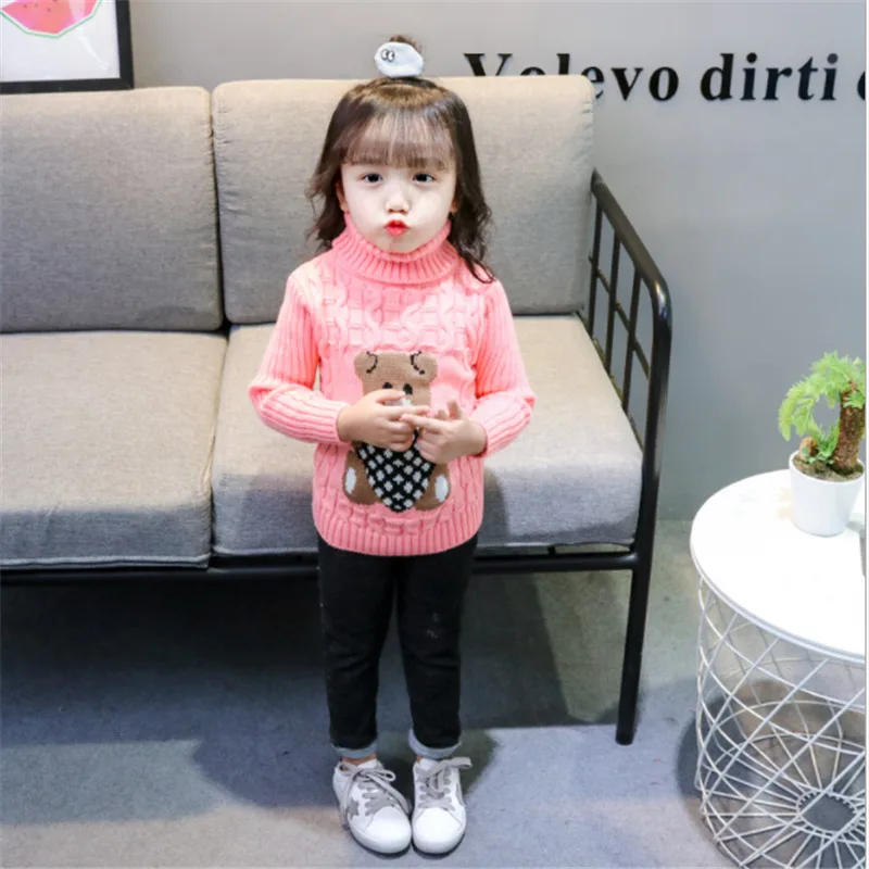 NIU95W LILIGIRL/зимний свитер для маленьких мальчиков и девочек; Вязаные Рубашки с высоким воротником и высоким воротником; свитера - Цвет: NIU95W