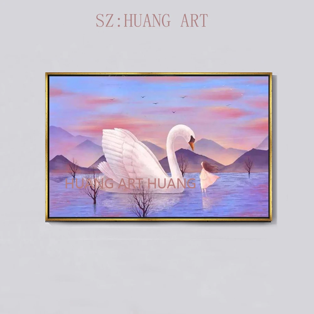 

Ручная роспись, Белый лебедь, животное, Современная фотография стены, украшение для дома, фотография, зал, отель, уникальные подарки