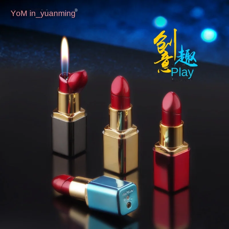 

Girls Lipstick Lighter Creative Fun Personality Inflatable Open Flame Lighter Smoking Accessories Lighter
