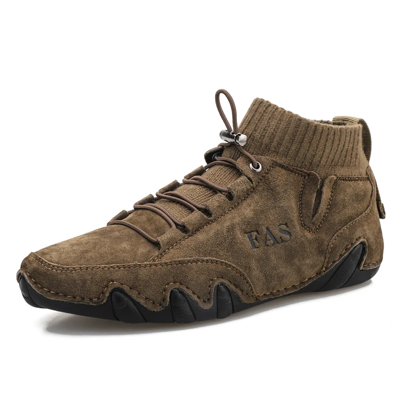 

Mens Suede Leather Casual Octopus Shoes Large Size Retro Rubber Non-slip Comfort Fashion Street Footwear for Male Driving Shoes