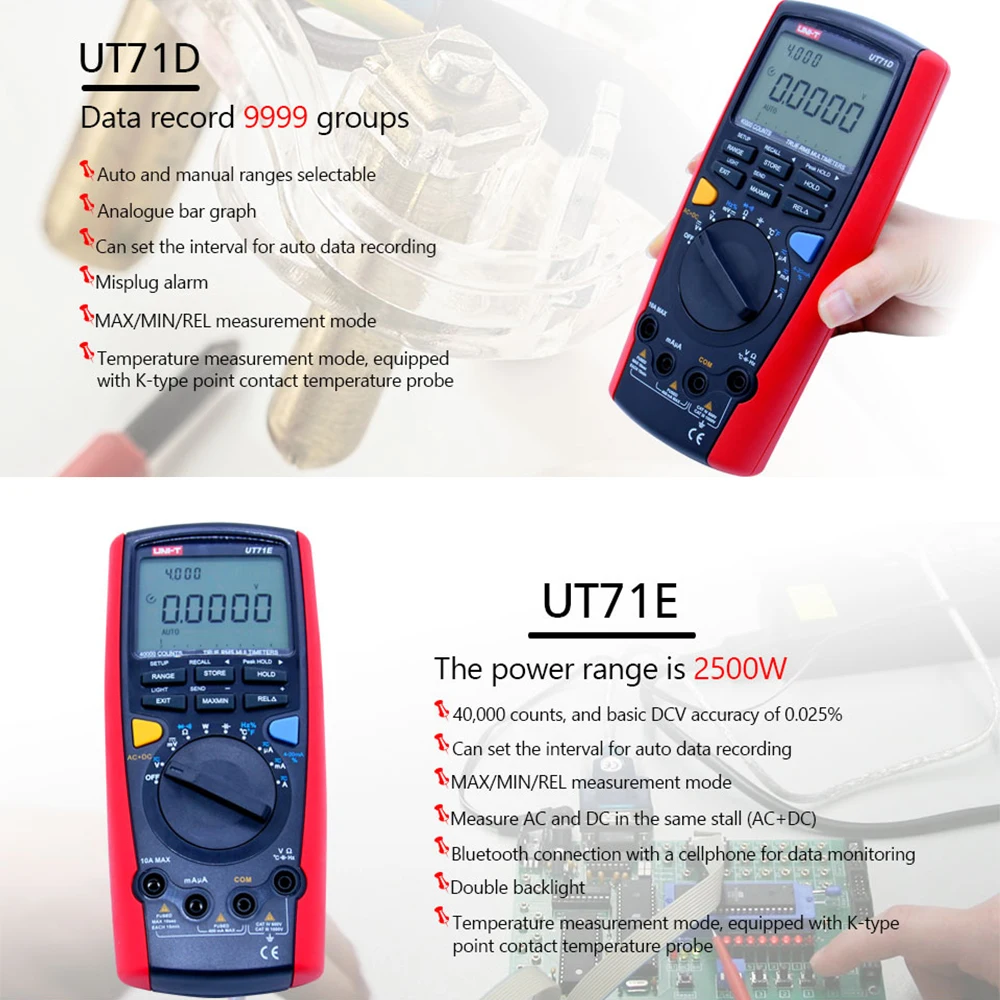 UNI T UT71A UT71B UT71C UT71D UT71E Цифровой мультиметр RMS AC DC измеритель Вольт Ампер Ом Емкость