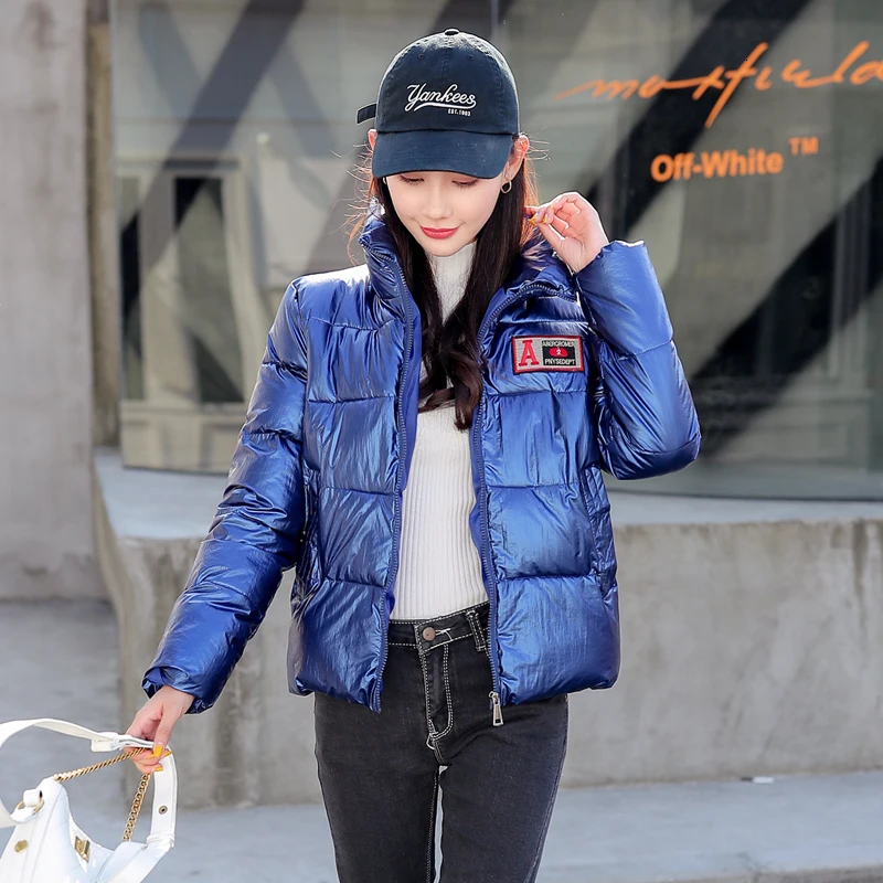 Новые яркие зимние куртки для женщин носящие черные Серебряные хлопковые