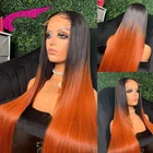 KRN Hair 1B имбирный цвет, кружевные передние человеческие волосы, стандартные предварительно выщипанные 26-дюймовые прямые волосы для женщин, бразильские неповрежденные волосы KR