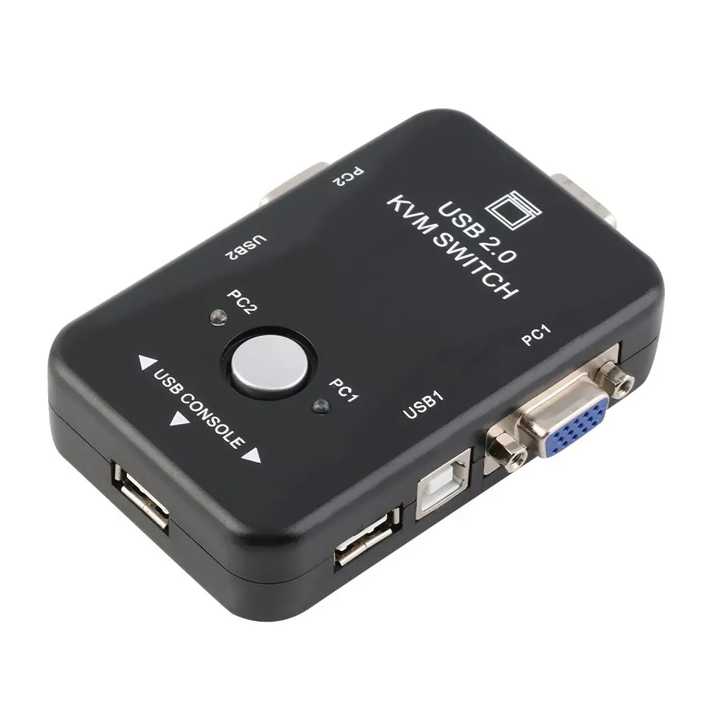 2 порта USB 0 VGA/SVGA KVM переключатель коробка для обмена монитор клавиатура мышь