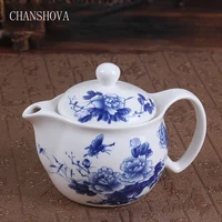 chanshova traditional chinese handmade blue and white porcelain teapot 350ml with tea strainer ceramic tea pot set