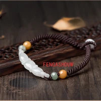 hot selling natural hand carve chinese style jade lotus root bracelet fashion jewelry men women luck gifts amulet