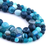 6 8 10 mm matte natural stone beads polished blue stripes agates stone beads diy spacer loose beads for jewelry making bracelet