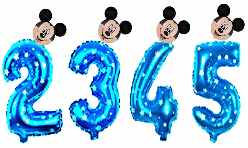 32 дюймов розовый синий красный черный номер фольга надувные шары Mickey воздушный