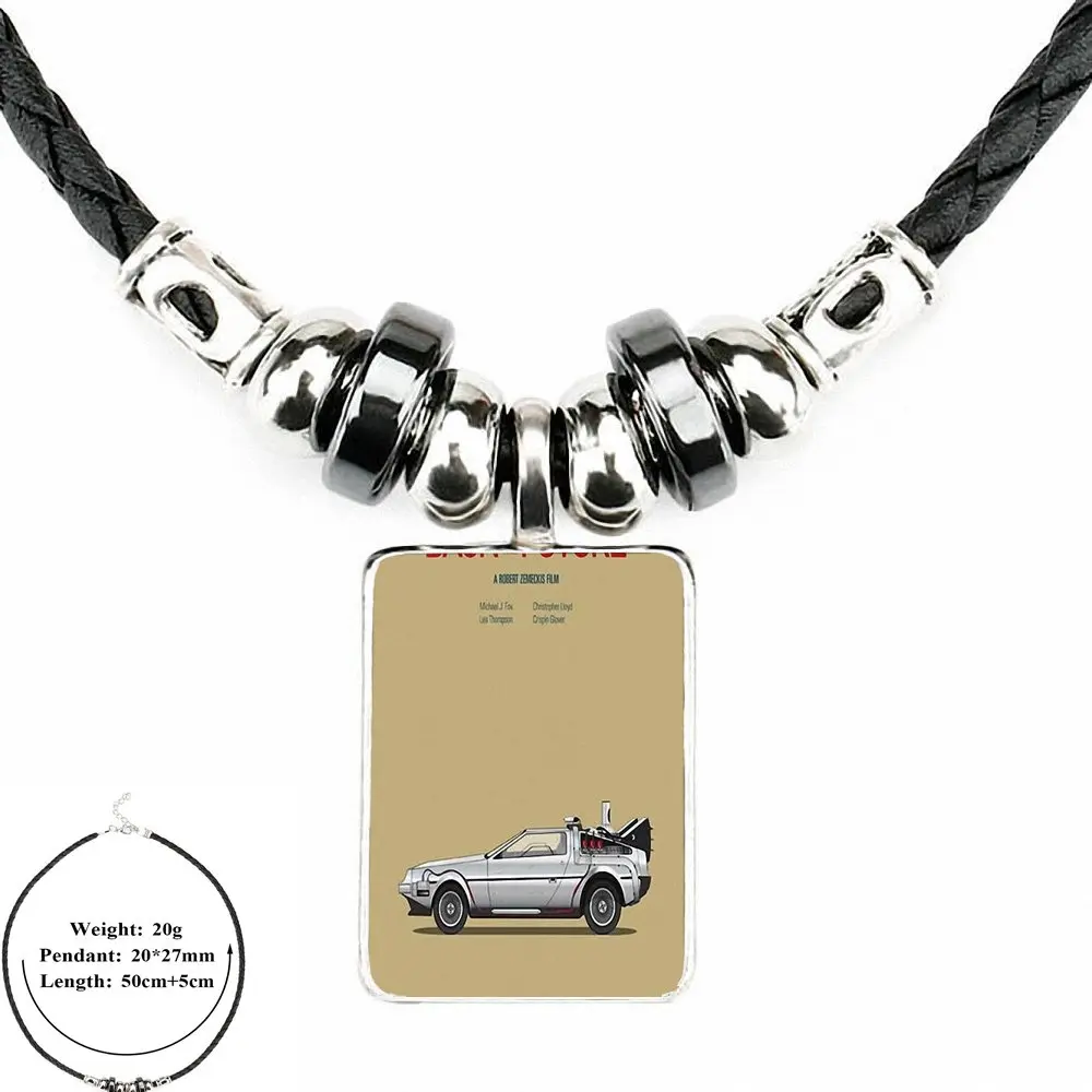 EJ глянцевый черный кожаный кулон с бусинами и стеклянным кабошоном чокер длинное